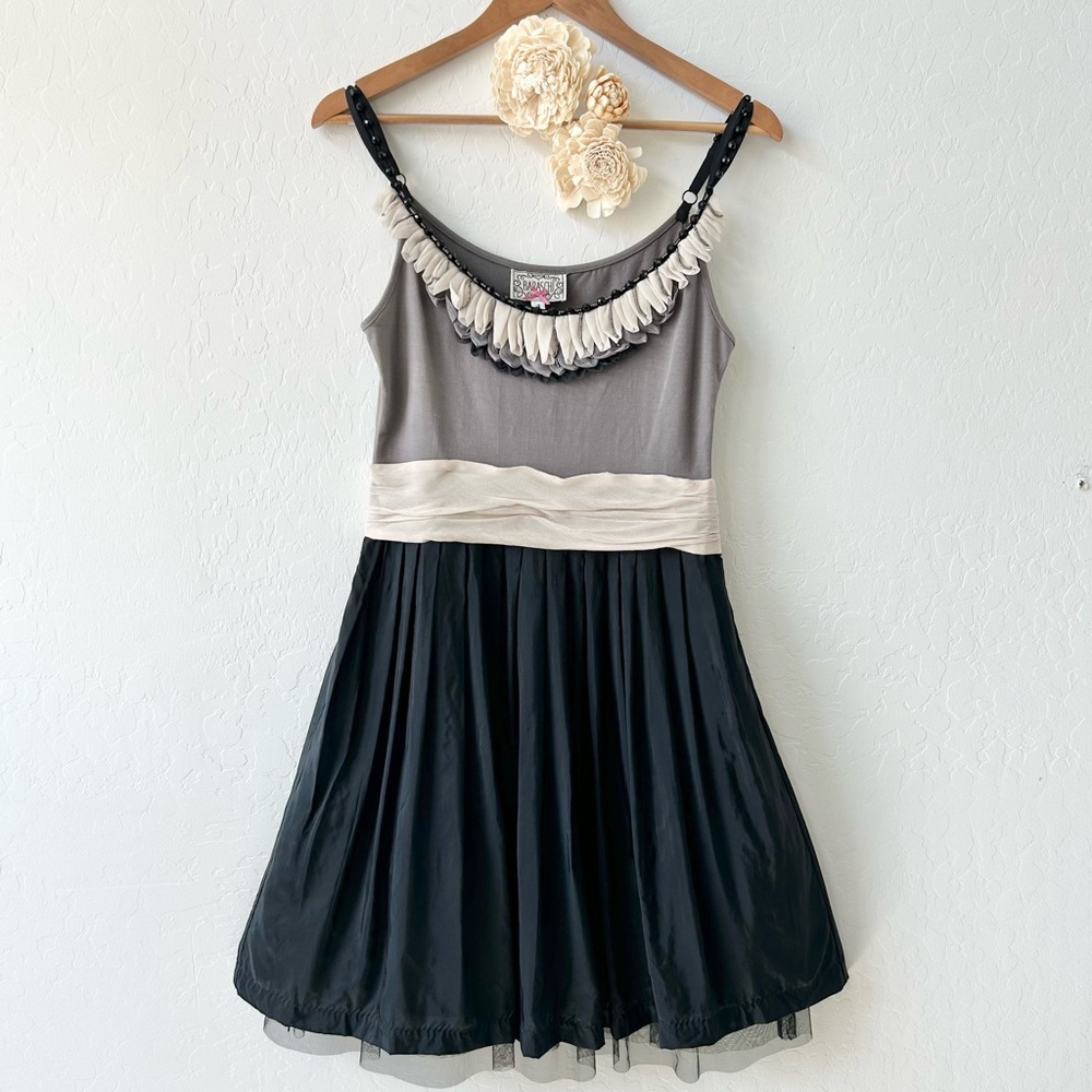 Baraschi Tulle Layered Dress Black, Gray, Blush, Size 4, Excellent Condition